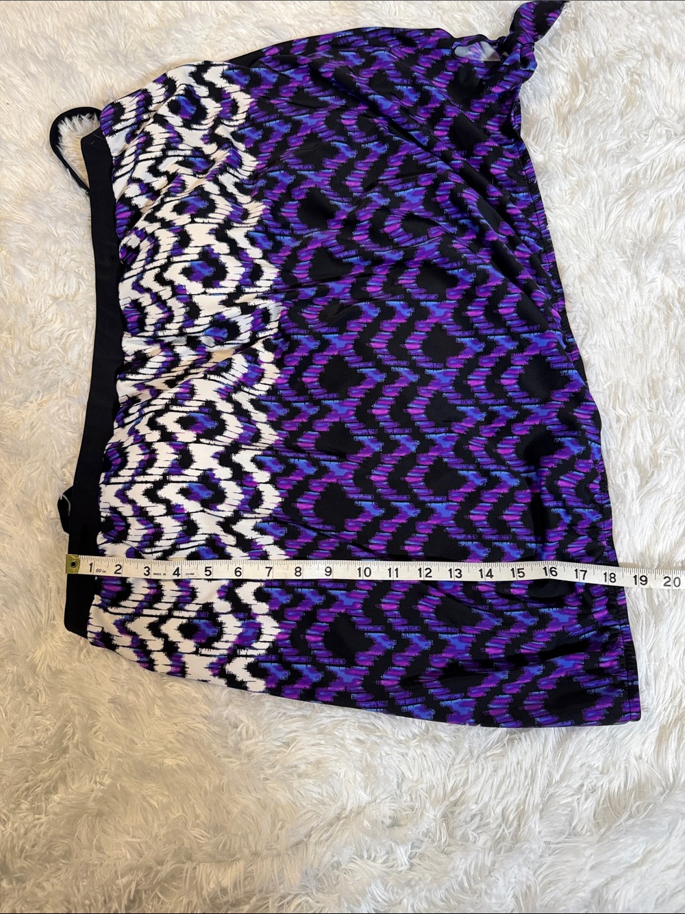 Purple Patterned Women's Swim top  with Side Tie Detail (top ONLY) - Picture 10 of 11